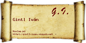 Gintl Iván névjegykártya